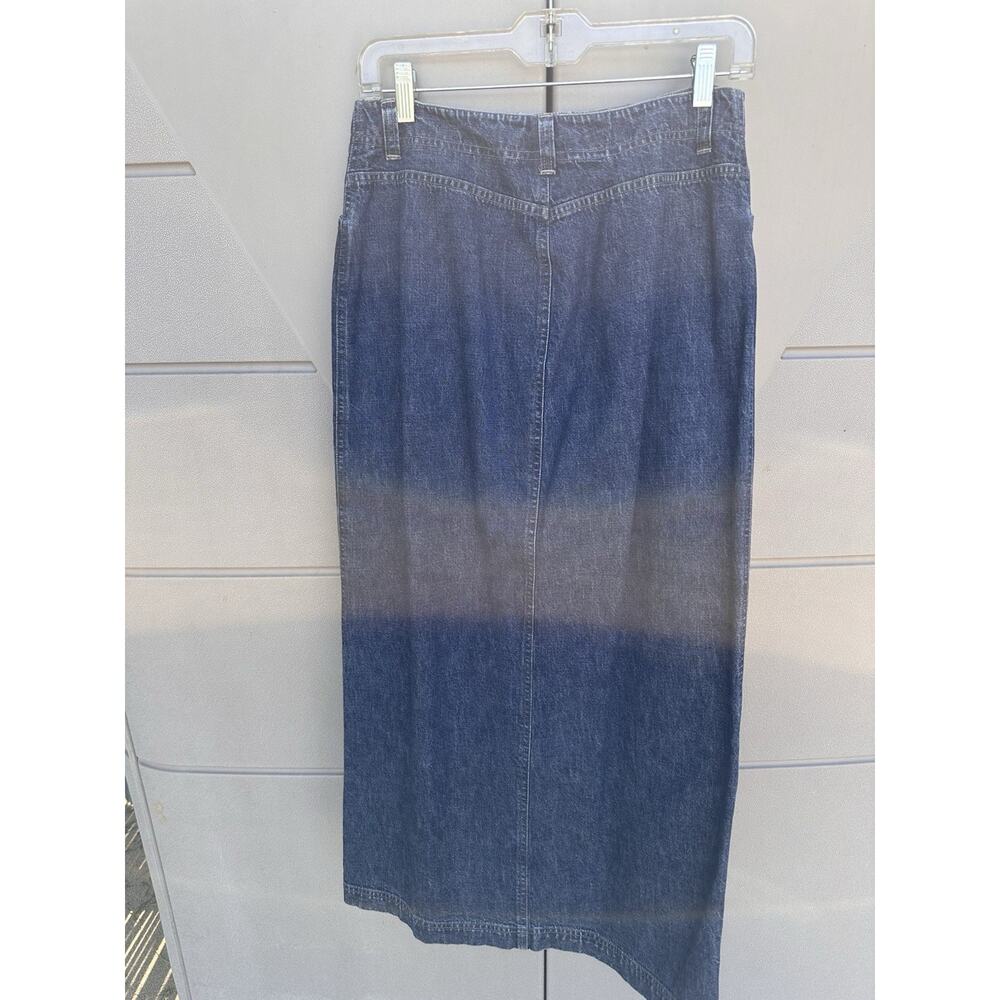 VTG 90s Jones New York Cotton Denim Maxi Skirt full button front Western Y2K Sz4 - Picture 5 of 9